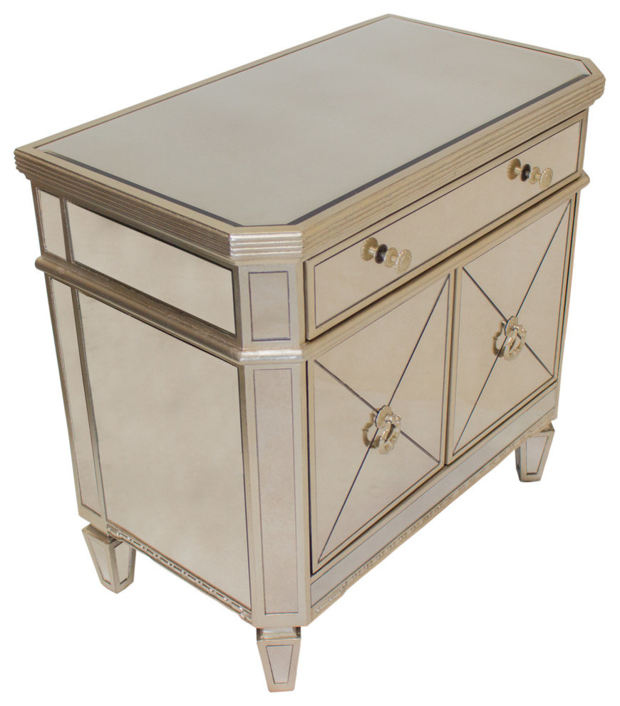 Borghese Mirrored Bedroom Nightstand Traditional Nightstands And Bedside Tables By Furniture Import Export Inc