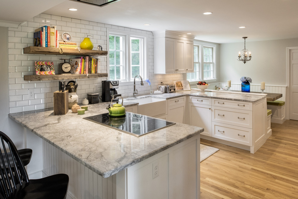 Example of a transitional kitchen design in Boston