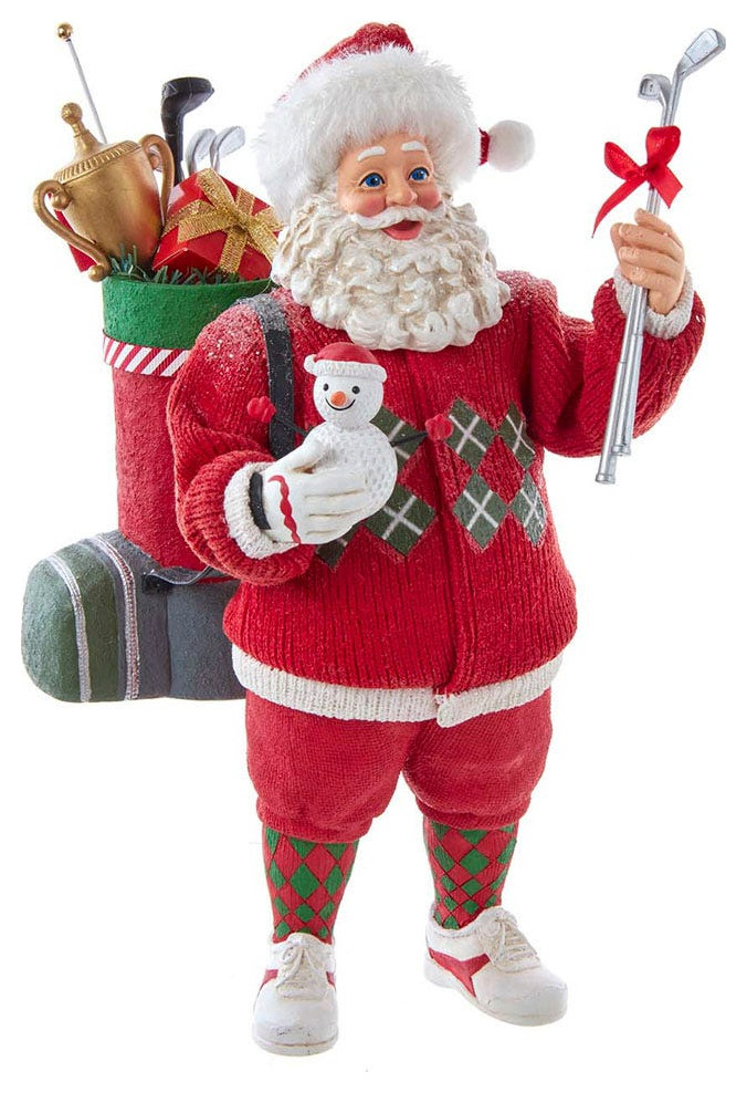 Kurt Adler 10.5-Inch Fabriche Santa with Gifts in Pocket. - Bed Bath
