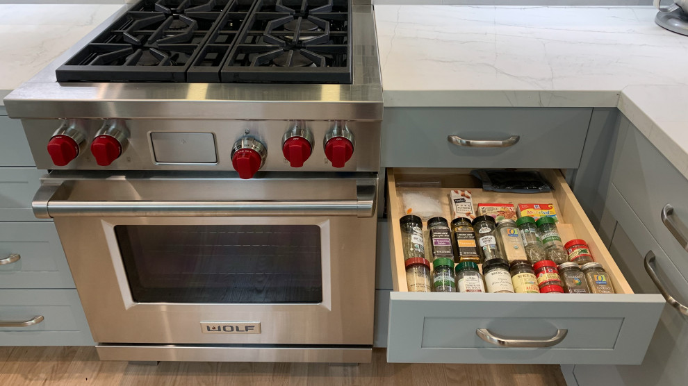 Urban Grey Kitchen Remodel with Roll-Around Island