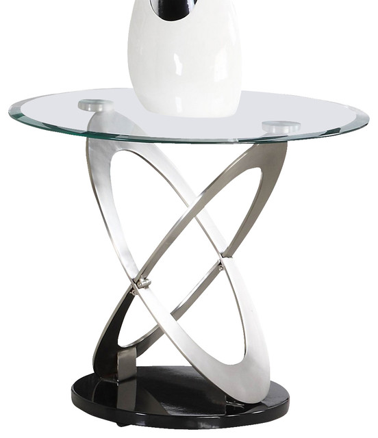 Homelegance Firth Round Glass End Table Chrome And Black Metal Traditional Side Tables And End Tables By Beyond Stores Houzz