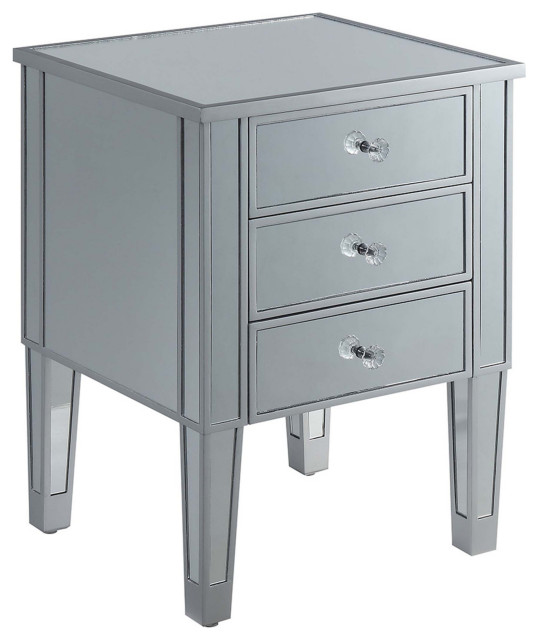 Gold Coast Mirrored 3 Drawer End Table Transitional Side Tables And