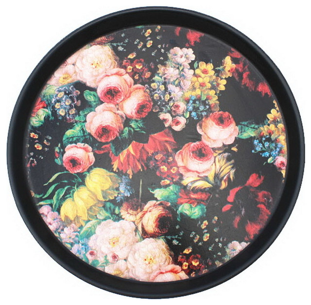 Classic Round Glass Robust Plastic High Quality Serving Tray 35cm