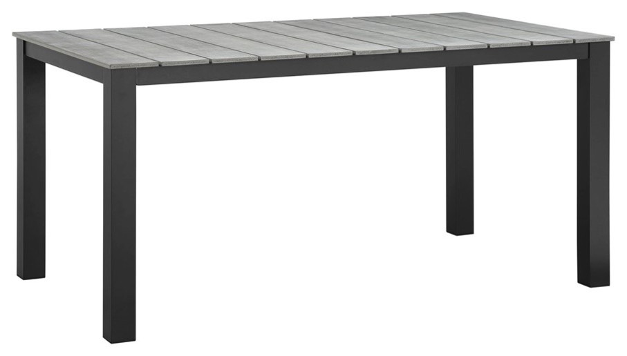 Modway Maine 63" Modern Aluminum Patio Dining Table in Brown/Gray
