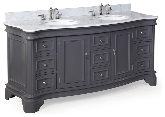 Katherine 72 Double Vanity With Carrara Top Traditional Katherine 72 Double Vanity With Carrara Top Charcoal Gray