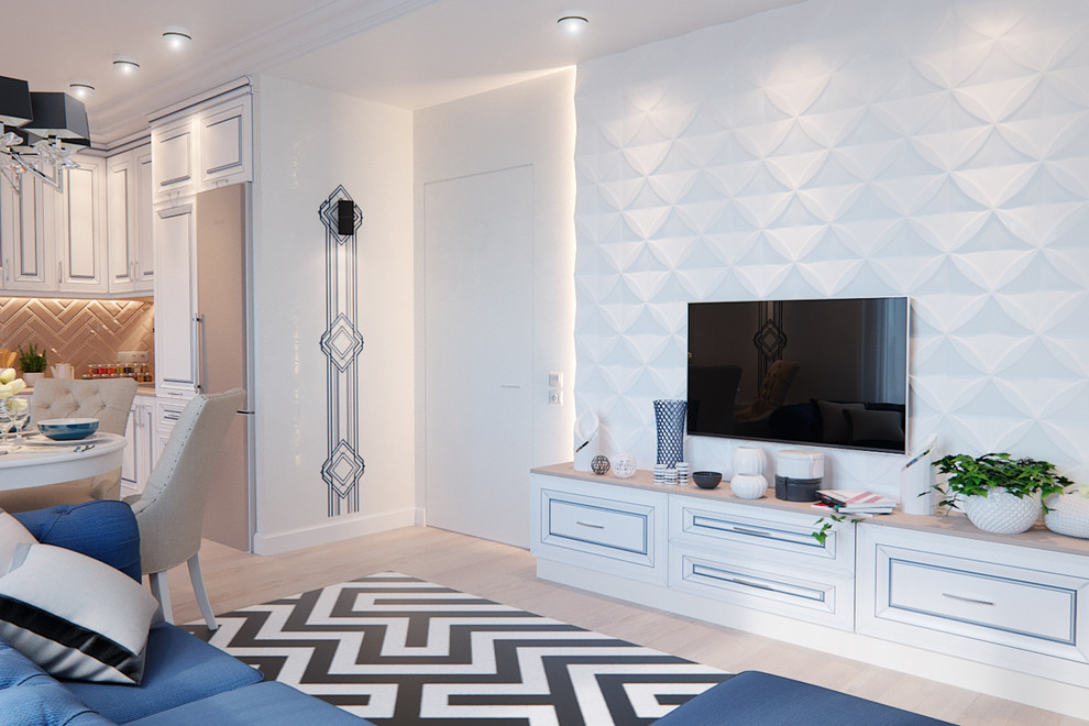 Проект  кухни-гостиной в современном стиле.