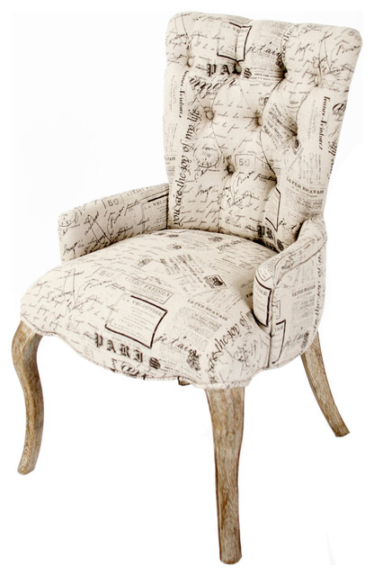 Iris Tufted Vanity Dining Chair with Literary French Script