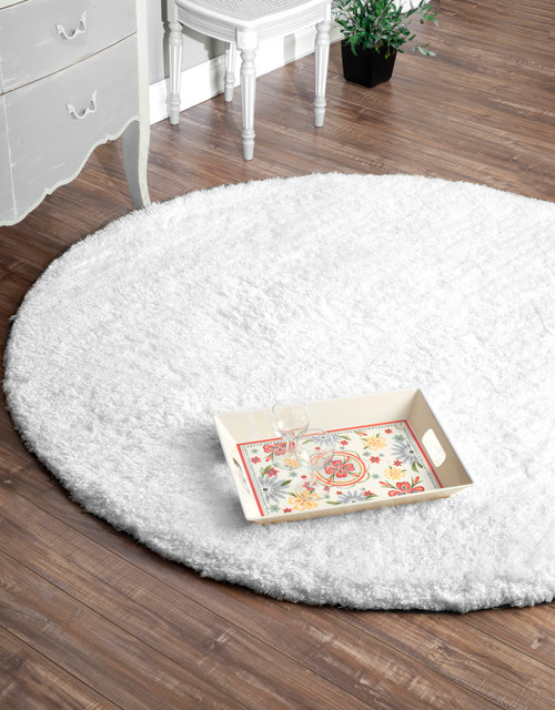 Hand Tufted Grace Soft Rug Snow 6 X6 Round