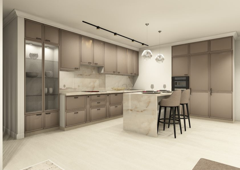 Гостиная-кухня в стиле неоклассика