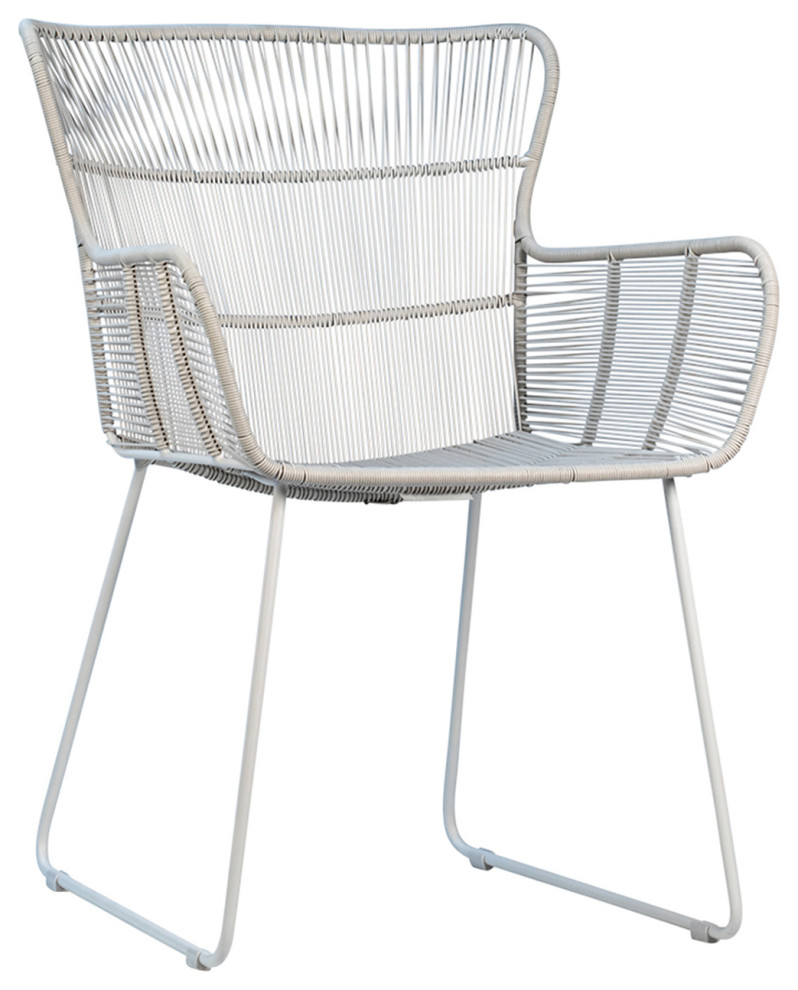 White Rope Outdoor Arm Chair Beach Style Outdoor Dining Chairs by