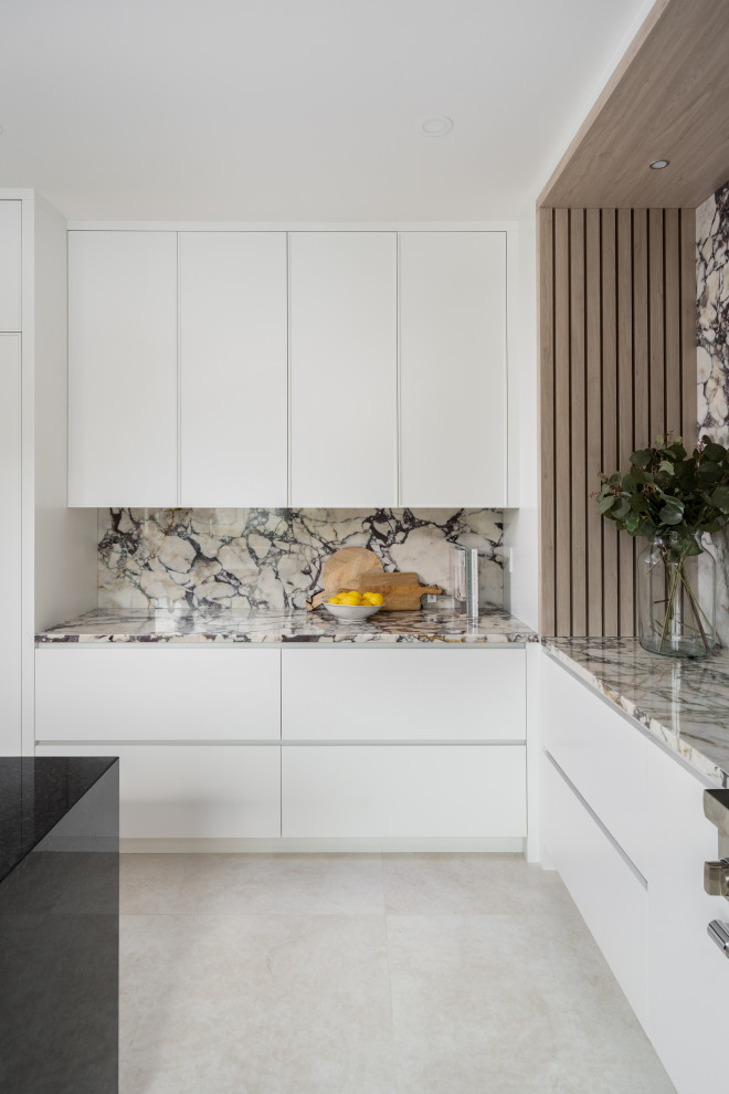 Modern Luxury Kitchen with Dramatic Marble