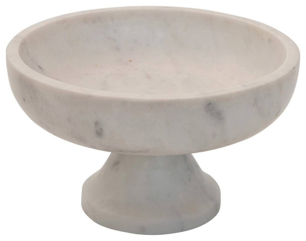 Marble Footed Pedestal Bowl, White