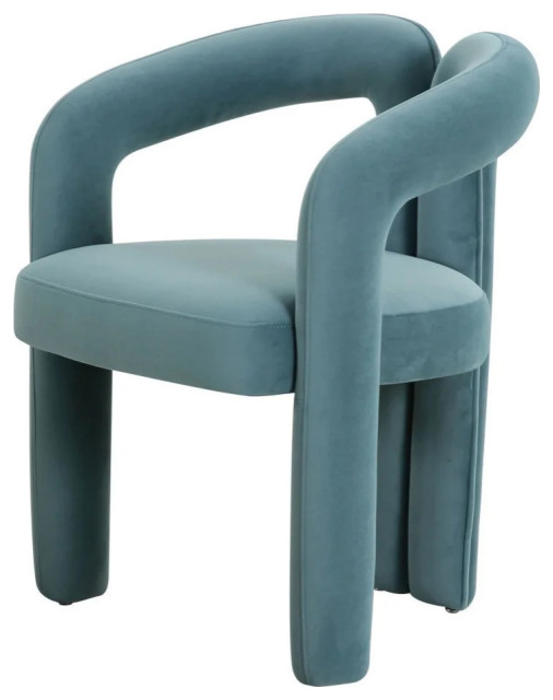 Sue Glam Blue Velvet Dining Chair, Set of 2 Contemporary Dining