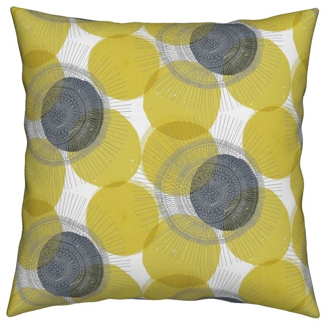 Actinophrys Sol By Friztin Yellow, Mod Throw Pillow, Organic Sateen