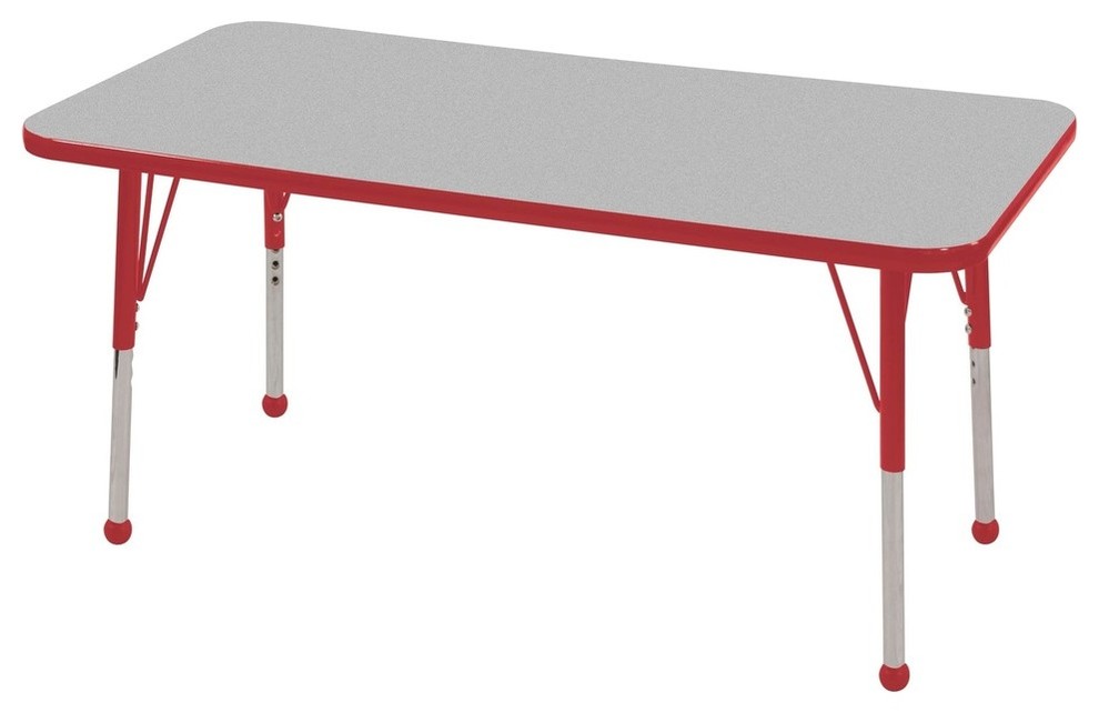 24"x48" Rectangle Table, Gray and Red, Toddler Ball