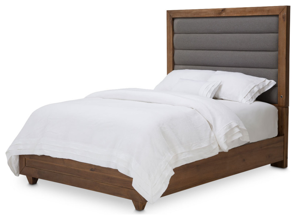 Brooklyn Walk Queen Panel Bed Gray/Burnt Umber Transitional