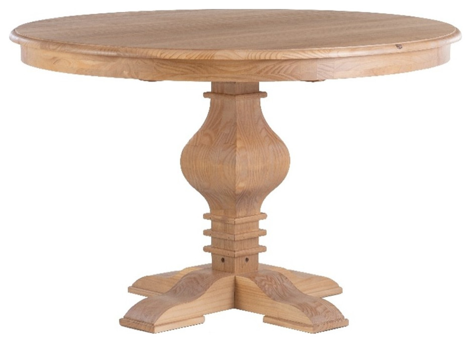 Bowery Hill Modern Pine Wood Round Dining Table in Rustic Honey