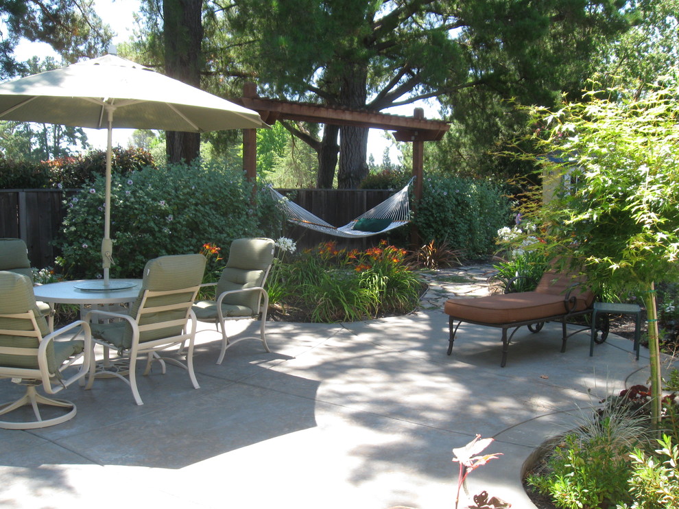 East Bay Backyard with Hammock Structure and Water Feature