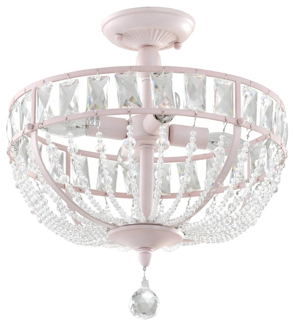 Audrey Pink Crystal Chandelier 4 Lights Contemporary Kids Ceiling Lighting By Firefly Houzz - Nursery Ceiling Lightshade