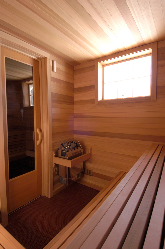 Sauna Scandinavian Home Gym Boston by Beilman Architecture