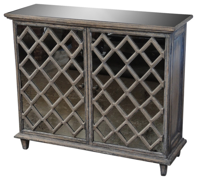 Wood And Glass Small Accent Cabinet