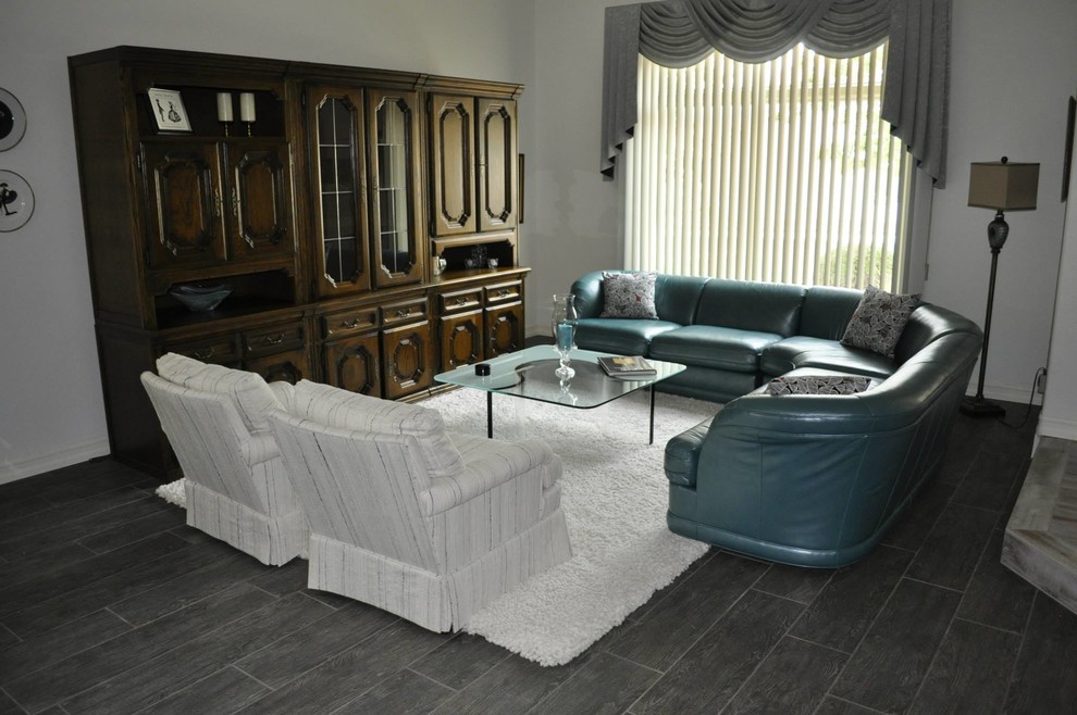 Example of a small transitional living room design in Las Vegas