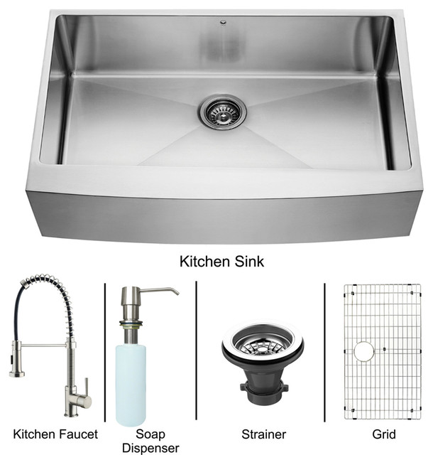 VIGO All-in-One 36-inch Stainless Steel Farmhouse Kitchen Sink and Edison Stainl