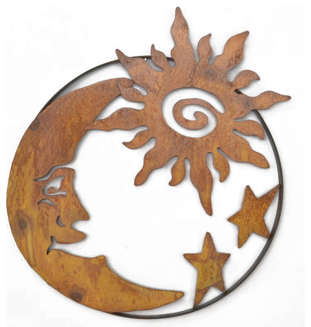 Sun And Moon Wall Art man on the moon with sun and stars metal wall sculpture - metal Sun And Moon Wall Art man on the moon with sun and stars metal wall sculpture - metal
