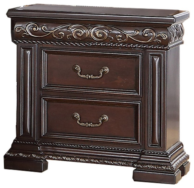 Best Master Furniture Africa 29" 2 Drawer Solid Wood Nightstand in Cherry