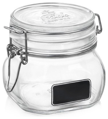Bormioli Rocco Fido Square Chalk Label 17.5 Ounce Glass Jar