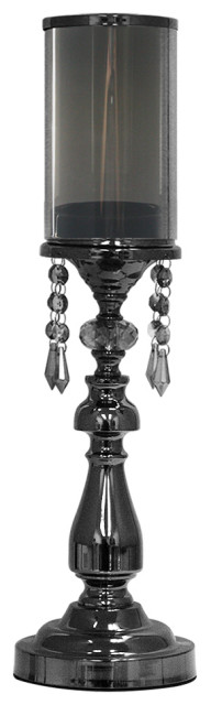 Pearlized Black Crystal Candle Stand, Medium