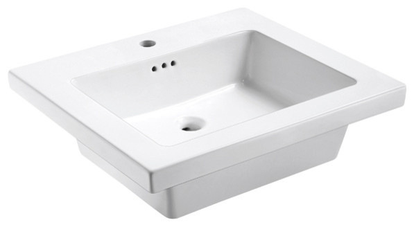 Eclipse  25"x22" Ceramic Vanity Top, White With Single-Hole Drilling