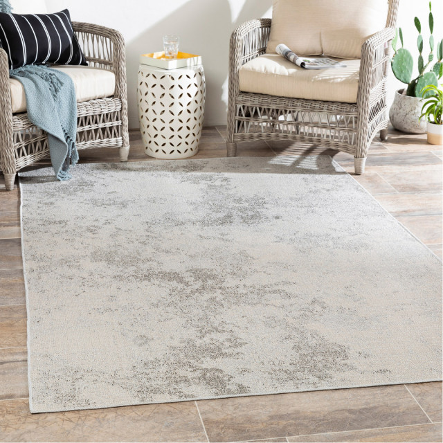 Veranda Area Rug, 7x9, Taupe/Ivory/Black Contemporary Area Rugs