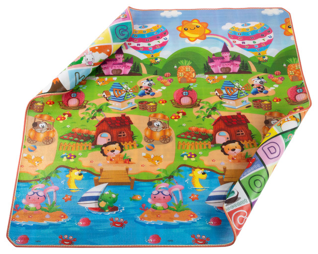 Baby Play Mat  Baby Kid Toddler Play Crawl Mat Fruits Alphabets Pattern Reversible Carpet Playmat Foam Blanket Rug Infants