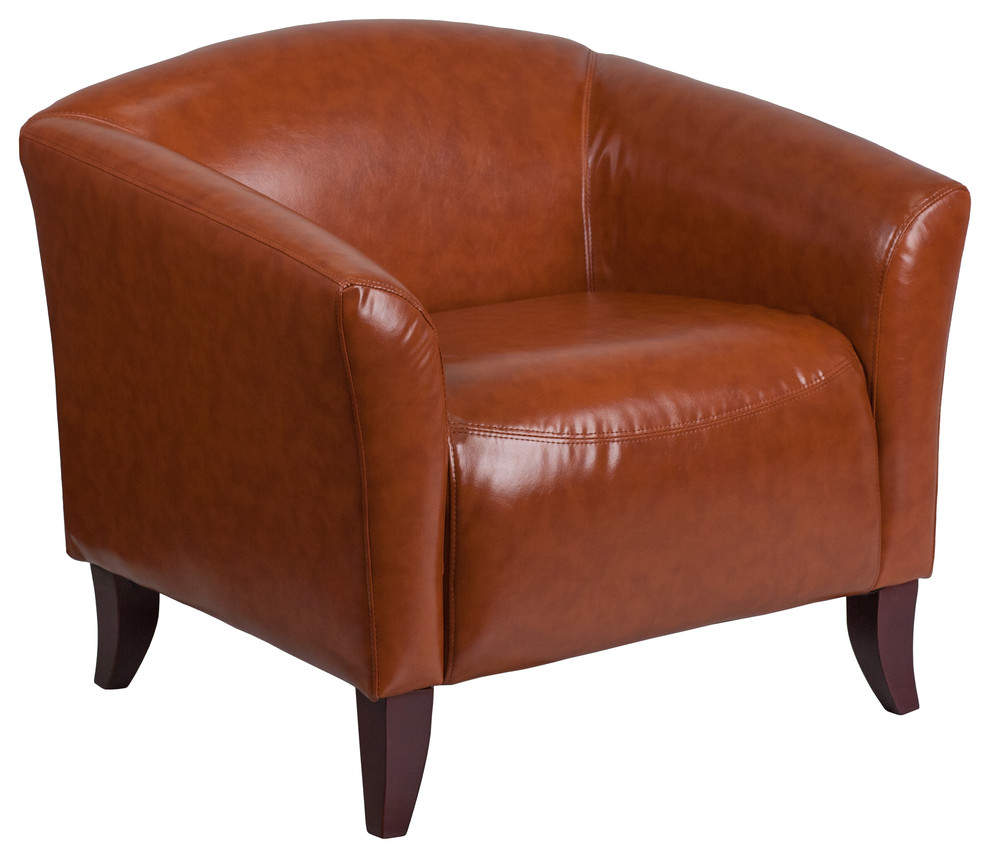 Contemporary Design Cognac Leather Chair, 33.50"x31"x29" Transitional