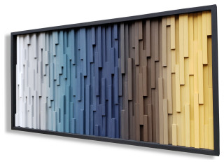 Gradient Wood Wall Decor in Blue, Gray, Brown and Golden Yellow ...
