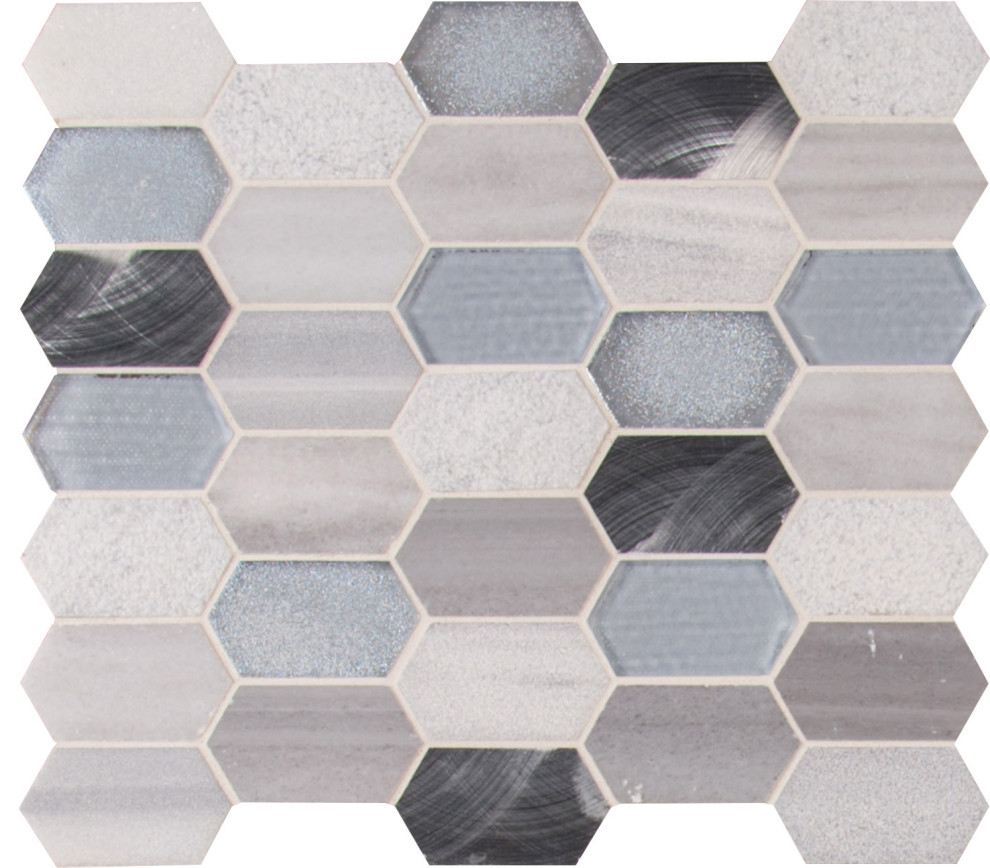 MSI SMOT-SGLSMT-PK8MM 12-3/8" x 11-1/2" Linear Hexagon Mosaic - Harlow
