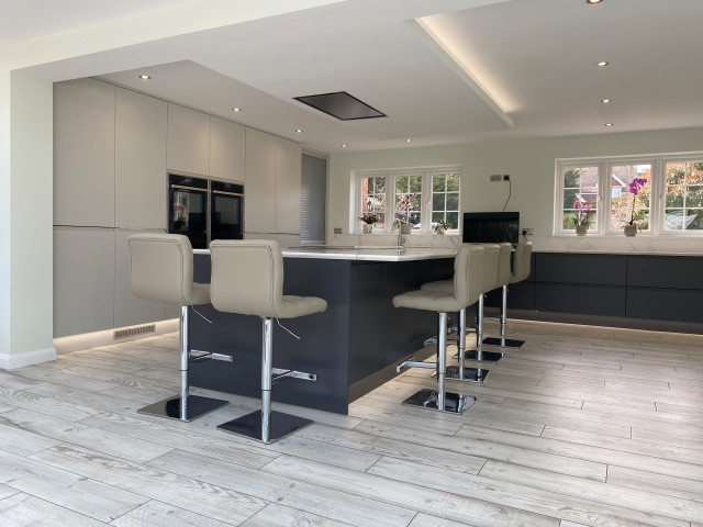Matt Graphite and Light Grey Handleless Kitchen contemporary-kitchen