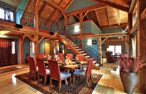 Example of a mountain style dining room design in Baltimore