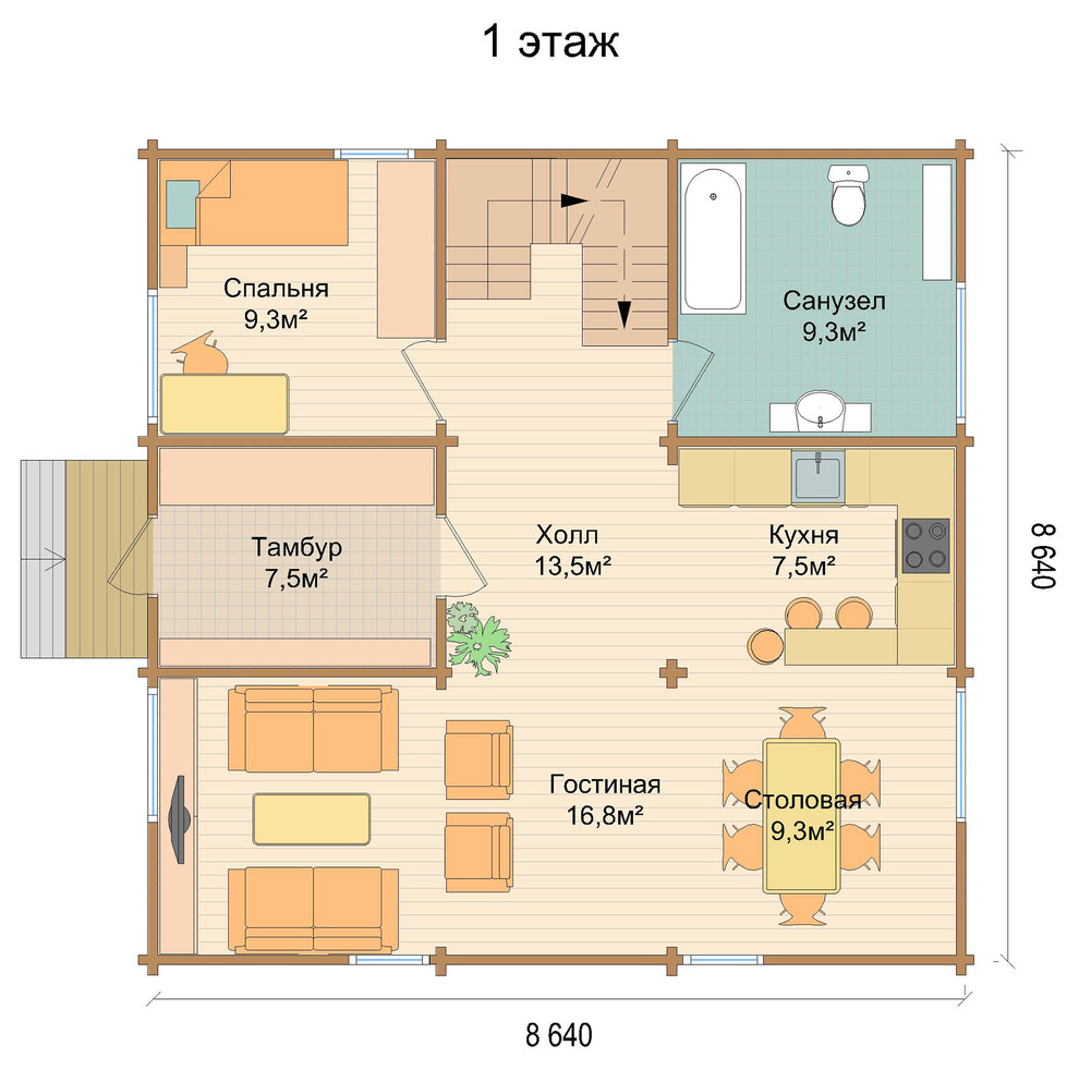 Дом из клеёного бруса постоянного проживания "Комфорт 2"