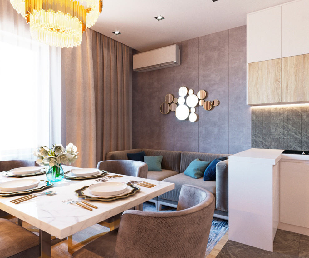 Интерьер гостиной-кухни