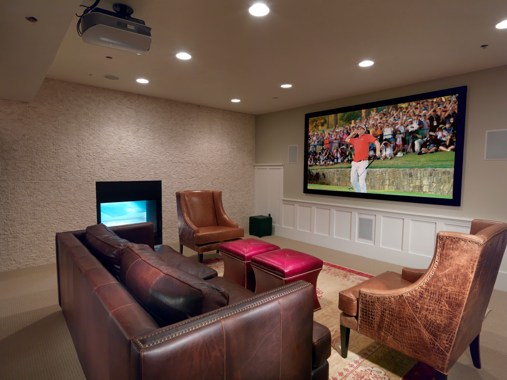 Traditional enclosed home theatre in Salt Lake City with a projector screen.