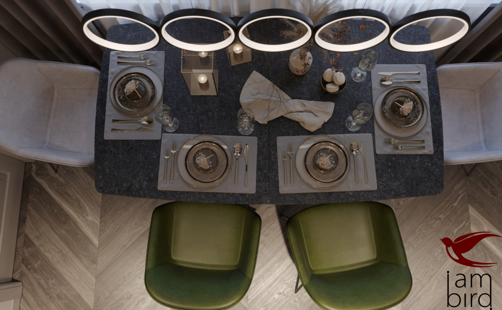 Натуральные оттенки в интерьере квартиры в ЖК "Лефорт" 130 кв.м