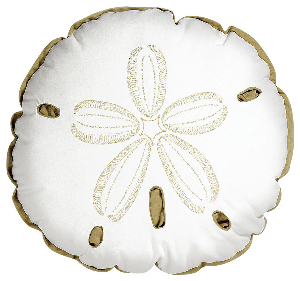 Outdoor Shaped Sand Dollar Pillow Beach Style Outdoor Cushions And