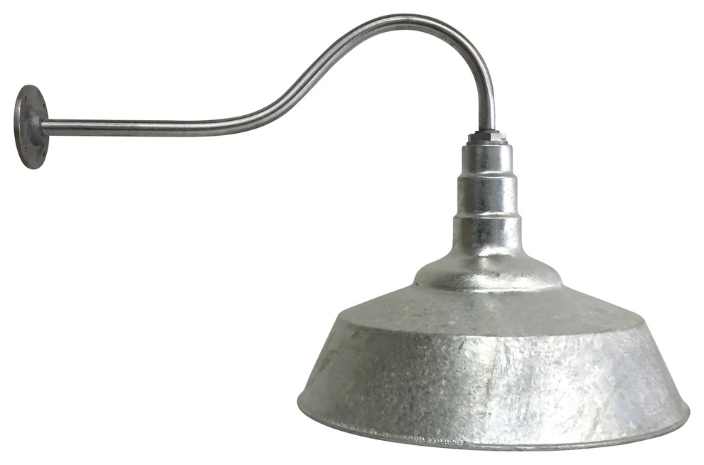 20" Large Steel Lighting Shade, 23" Gooseneck Barn Light Industrial