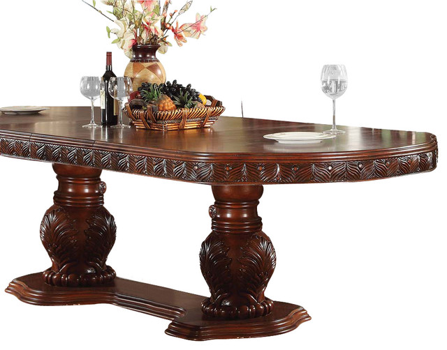 Acme Quinlan Oval Shaped Double Pedestal Table Cherry Acme Quinlan Oval Shaped Double Pedestal Table Cherry