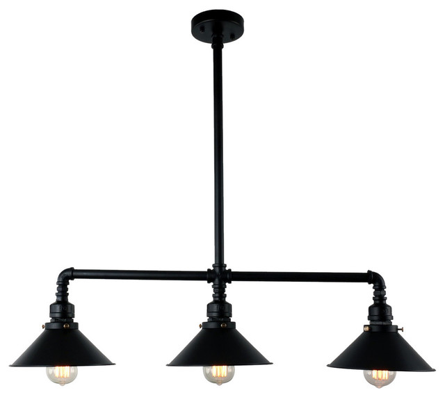 3 light black industrial pendant lamp light chandelier - Industrial -  Kitchen Island Lighting - by HIGHLIGHT USA LLC | Houzz