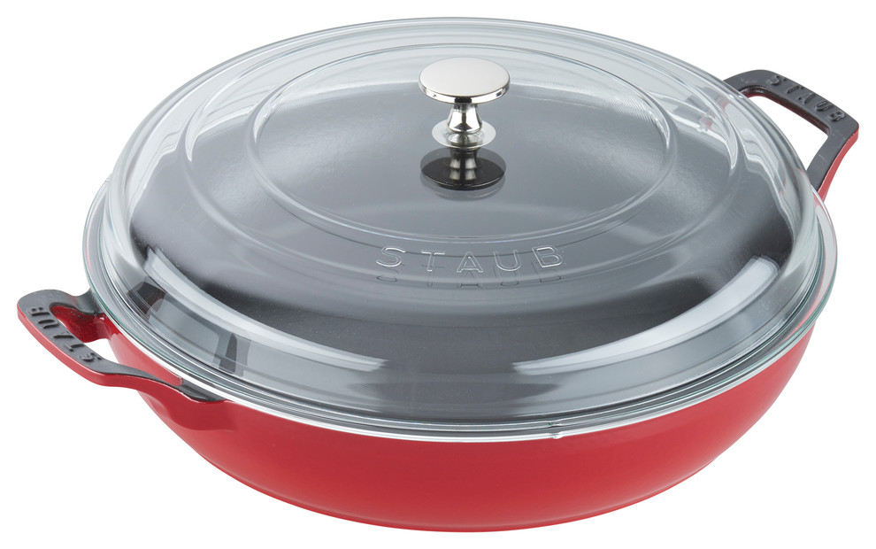 Staub Cast Iron 3.5-qt Braiser with Glass Lid - Cherry