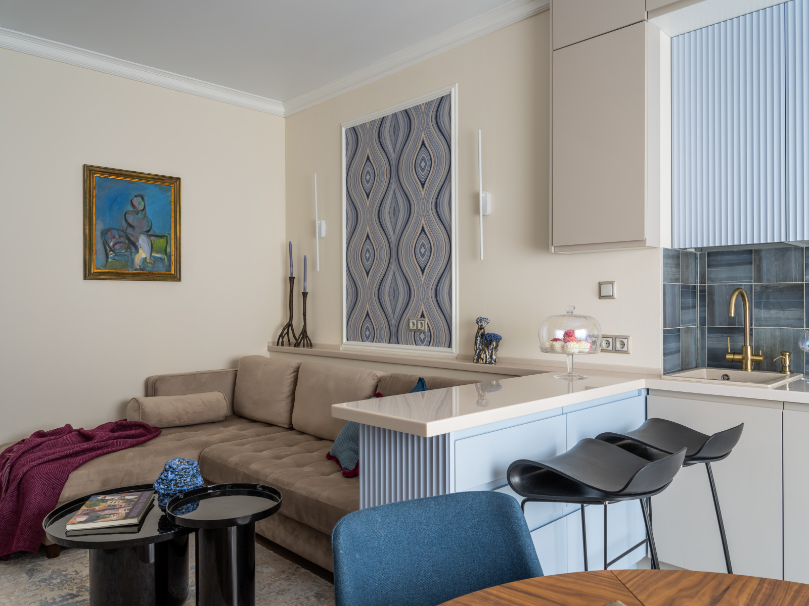 Вид на зону гостиной  в ЖК "Испанские кварталы"