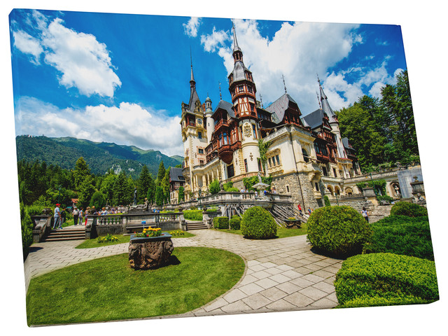 Castles and Cathedrals "Peles Castle and Ornamental Garden" Canvas Wall Art